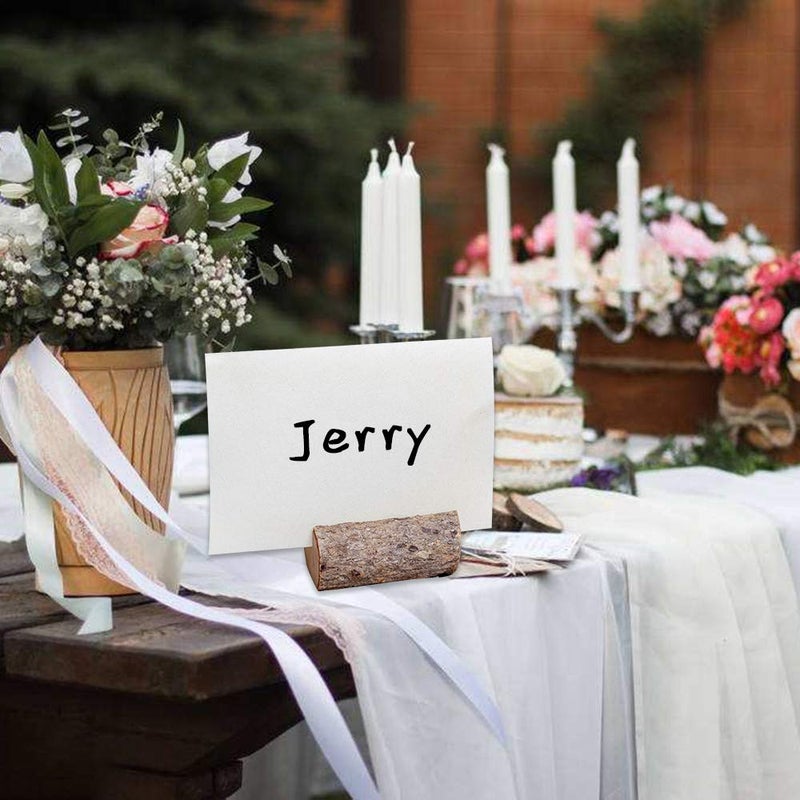 senover Rustic Real Wood Place Card Holders Table Numbers Holder Stand Memo Holder Card Photo Picture Note Clip Holders for Wedding Party Christmas Table Number Sign - Image 5